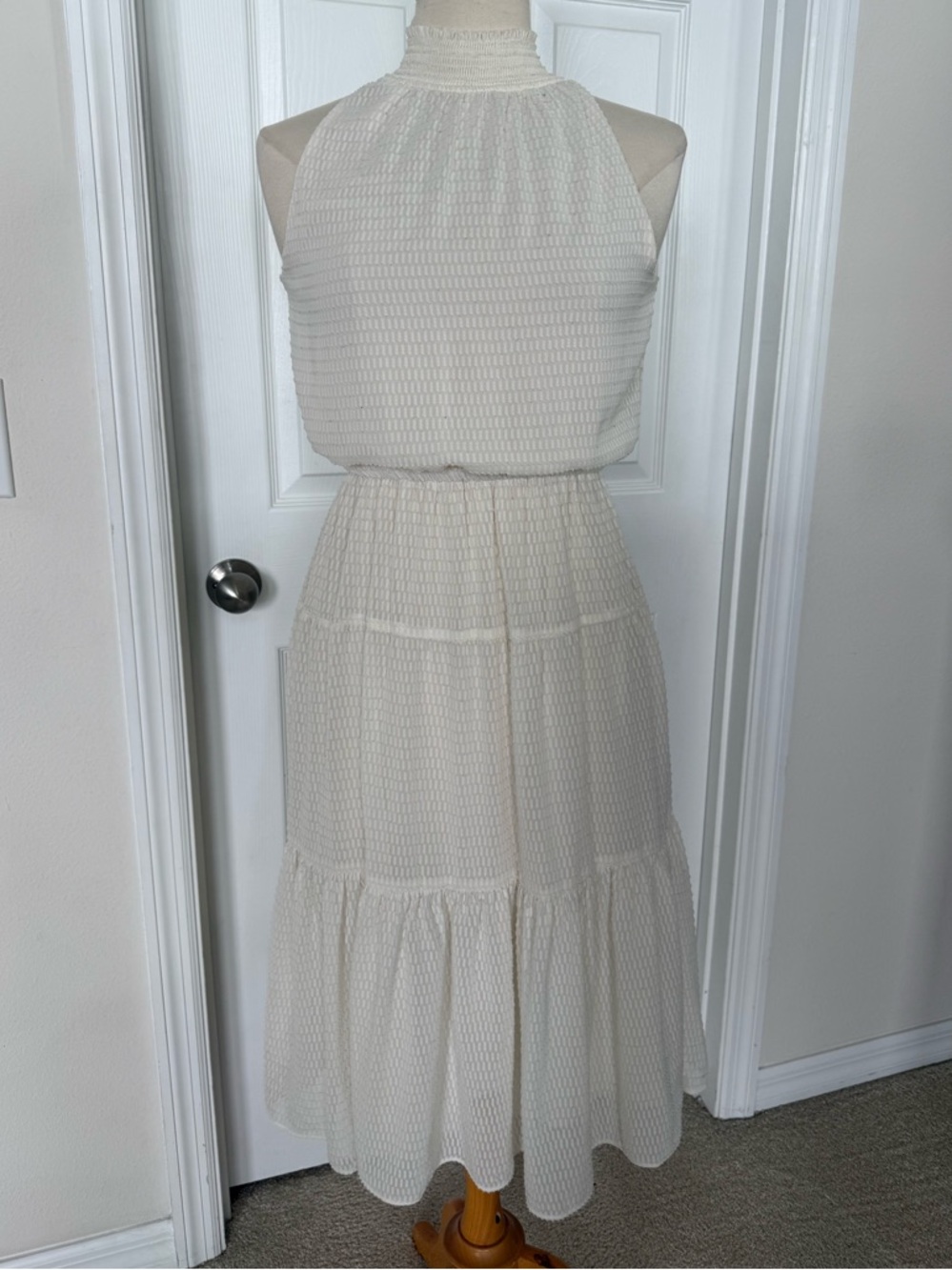 Michael Kors Cream Halter Midi Dress XS